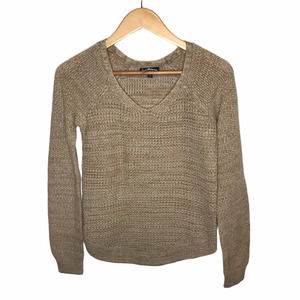 Freshman 1996 V-neck Marled Tan Knit Sweater